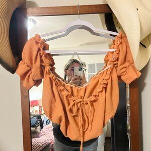 Orange Ruffled Women's Top
